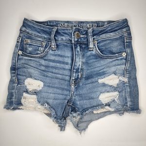 American Eagle Hi Rise shortie jean shorts size 0